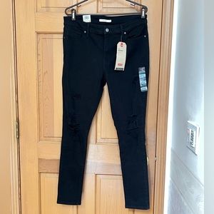 Levi’s 711 Skinny Mid Rise Distressed Black Jeans - Sz14 W32 L30